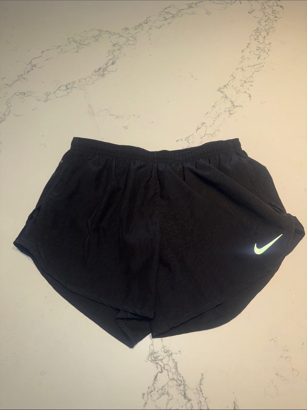 Nike Black Athletic Shorts with Silver Swoosh